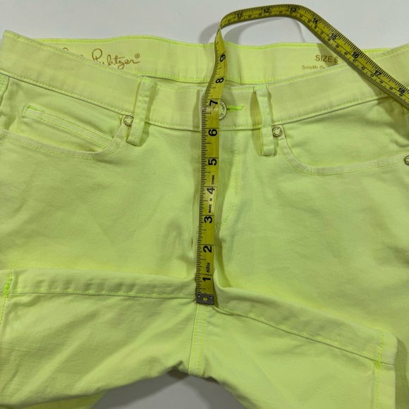 Lilly Pulitzer South Ocean Shorts Neon Yellow Green Denim - Picture 6 of 7
